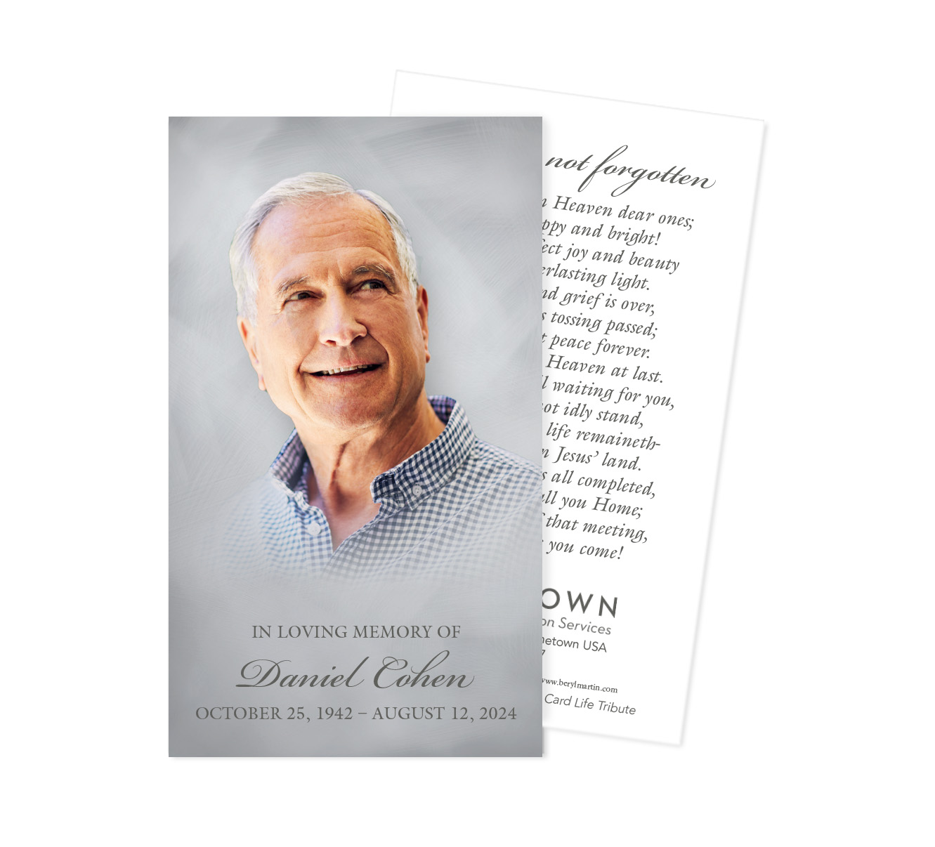 Sample Personalized Prayer Card