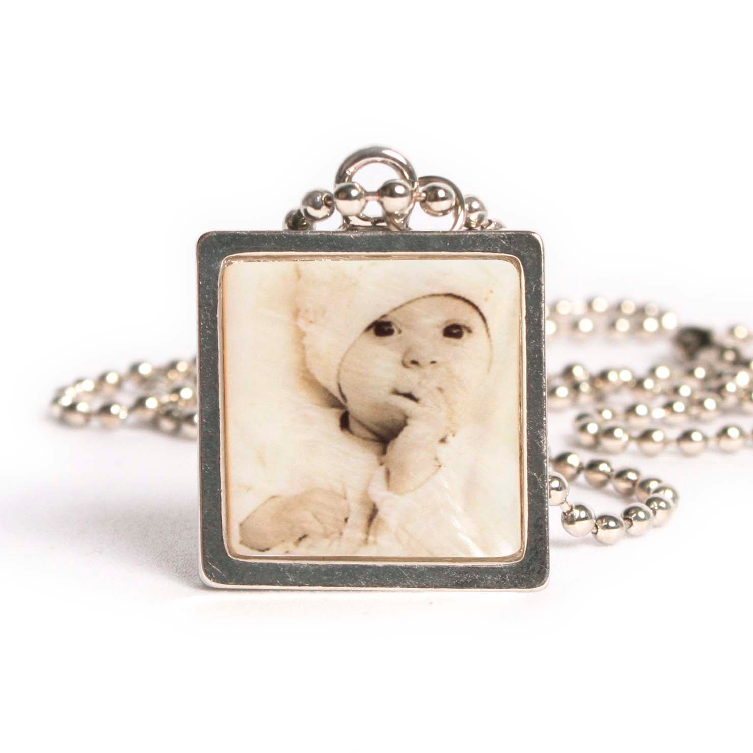 Square 3-4" Framed Shell Pendant