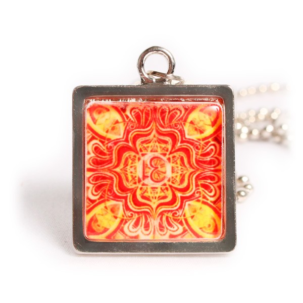 Square 1" Framed Crystal Pendant