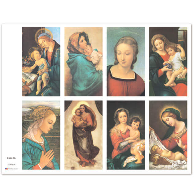 Assorted Madonna 8-up Prayer Cards