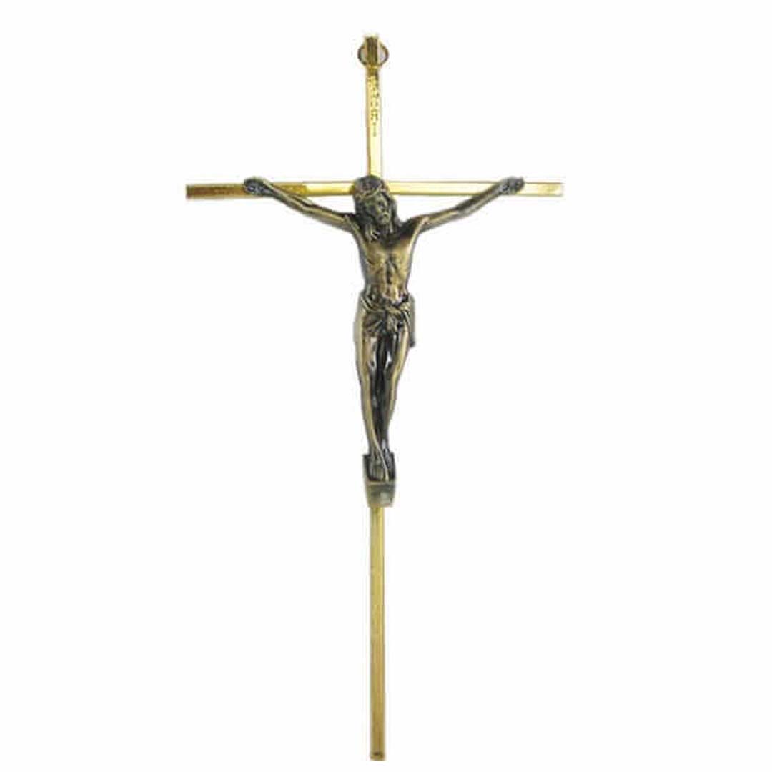 10" Brass Crucifix with Bronze Corpus
