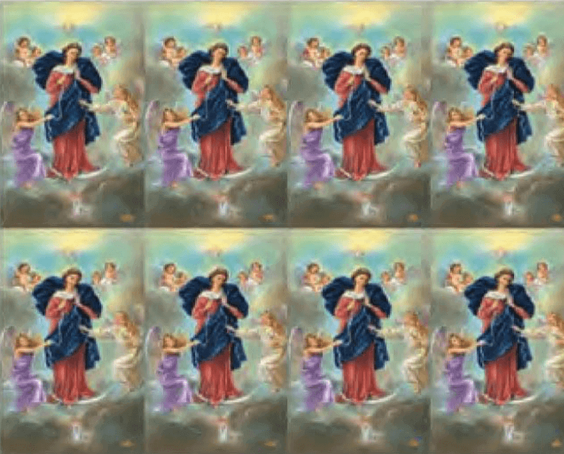 Virgin Mary with Angels 8-up Prayer Cards