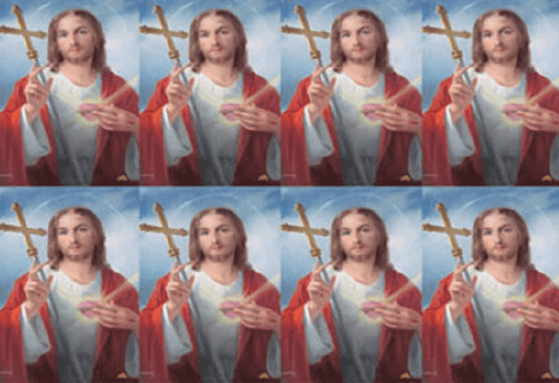Sacred Heart of Jesus with Cross 8-up Prayer Cards