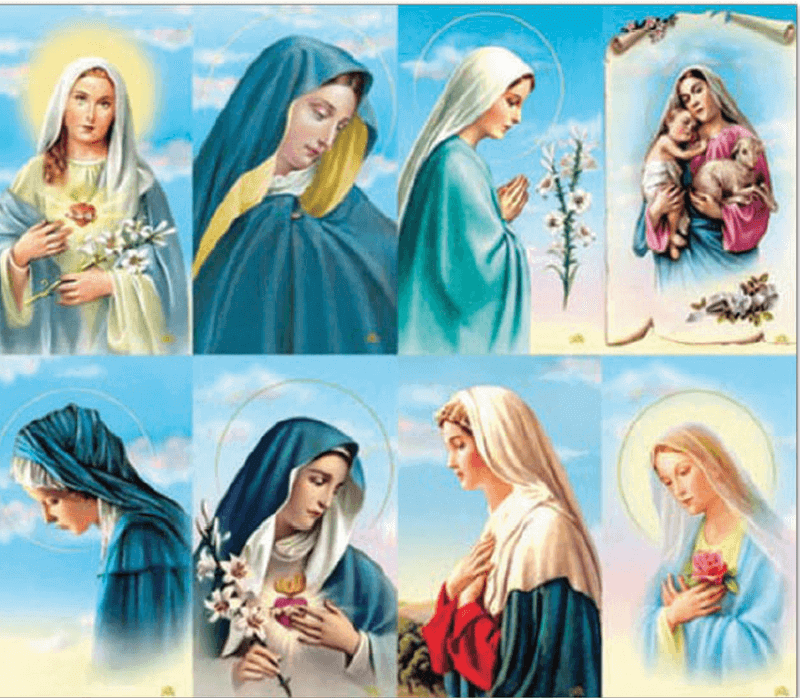 Madonna, Assorted Subjects 8-up Prayer Cards