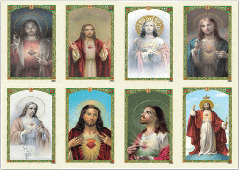 Sacred Heart Series 8-up Prayer Cards