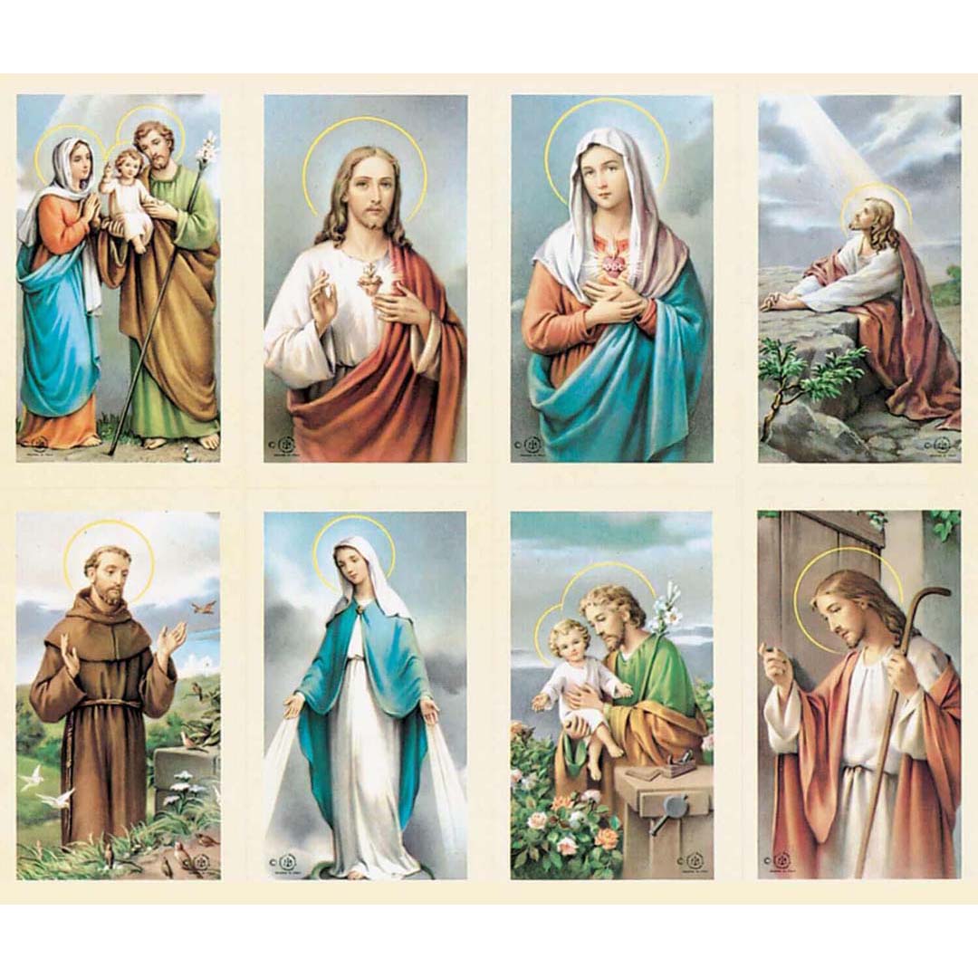 GM-ALPHA - Silver Stamped Assorted Subjects 8-up Prayer Cards