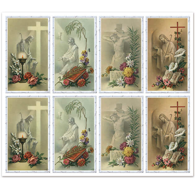 M-CROCE Assorted Christ with Cross 8-up Prayer Cards