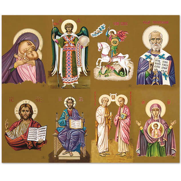 Assorted Eastern Rite 8-up Prayer Cards