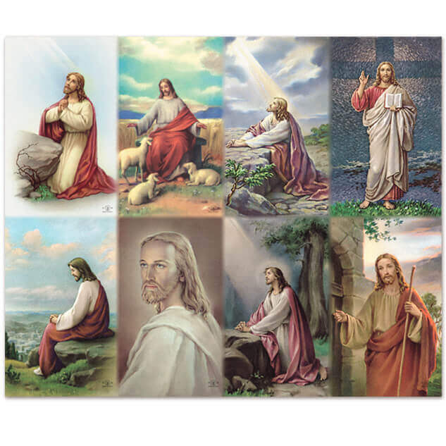Assorted Pictures of Jesus 8-up Prayer Cards