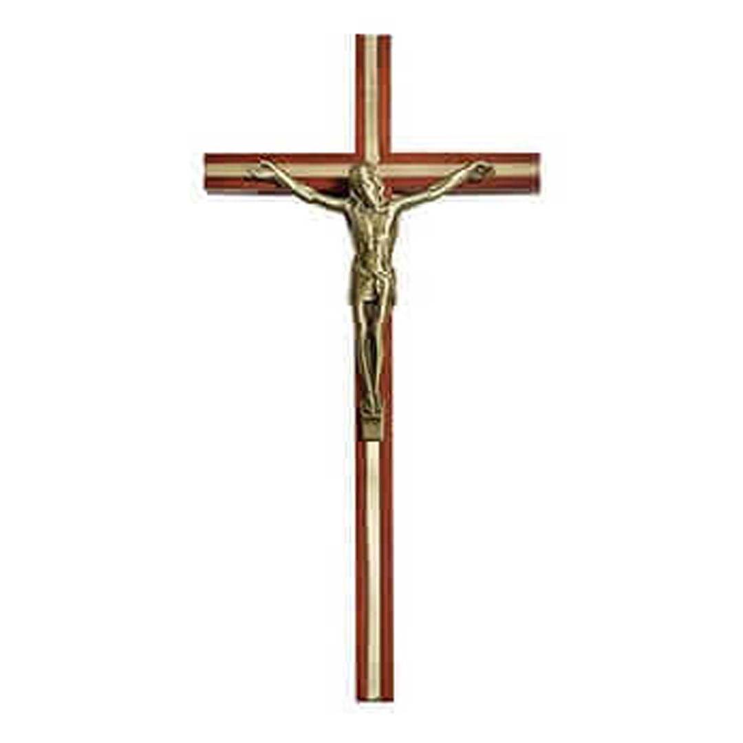 10" Fitted Inlay Walnut Crucifix