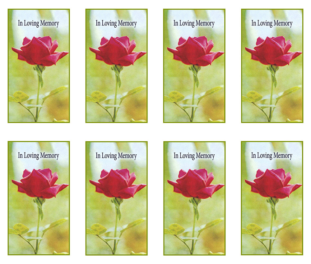 Red Rose 8-up Prayer Cards