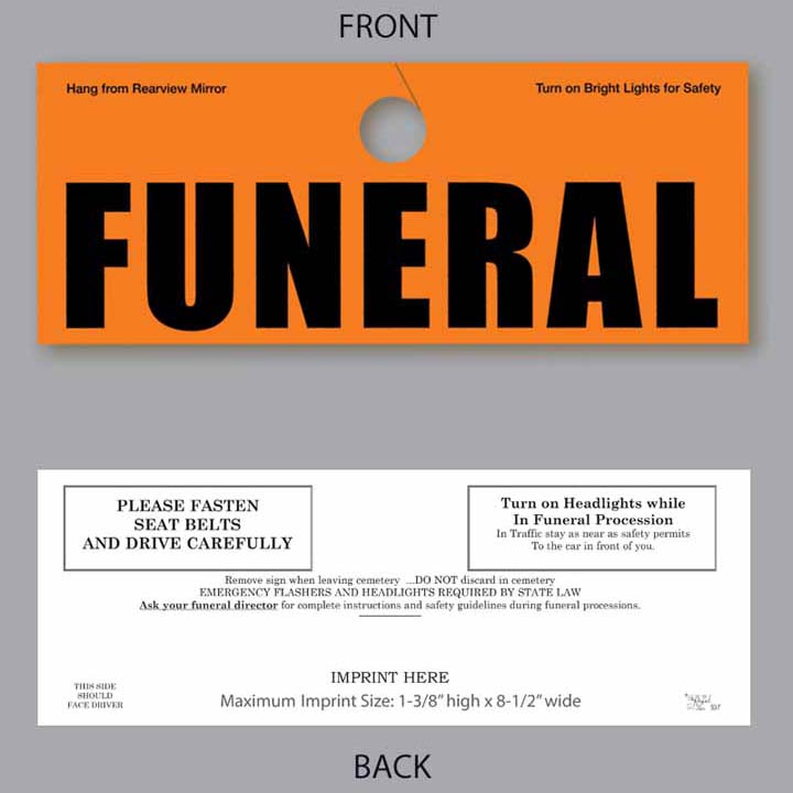 Auto Hanger Funeral Tag