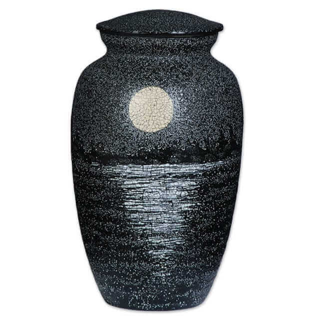 Matte Black Urn with Eggshell Moonlight Inlay Urn
