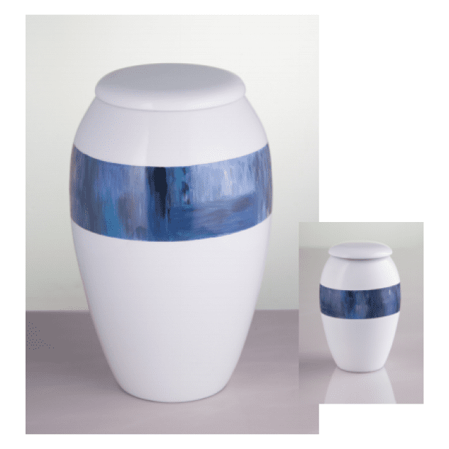 Blue Modern Hand Painted Rings Keepsake Urn