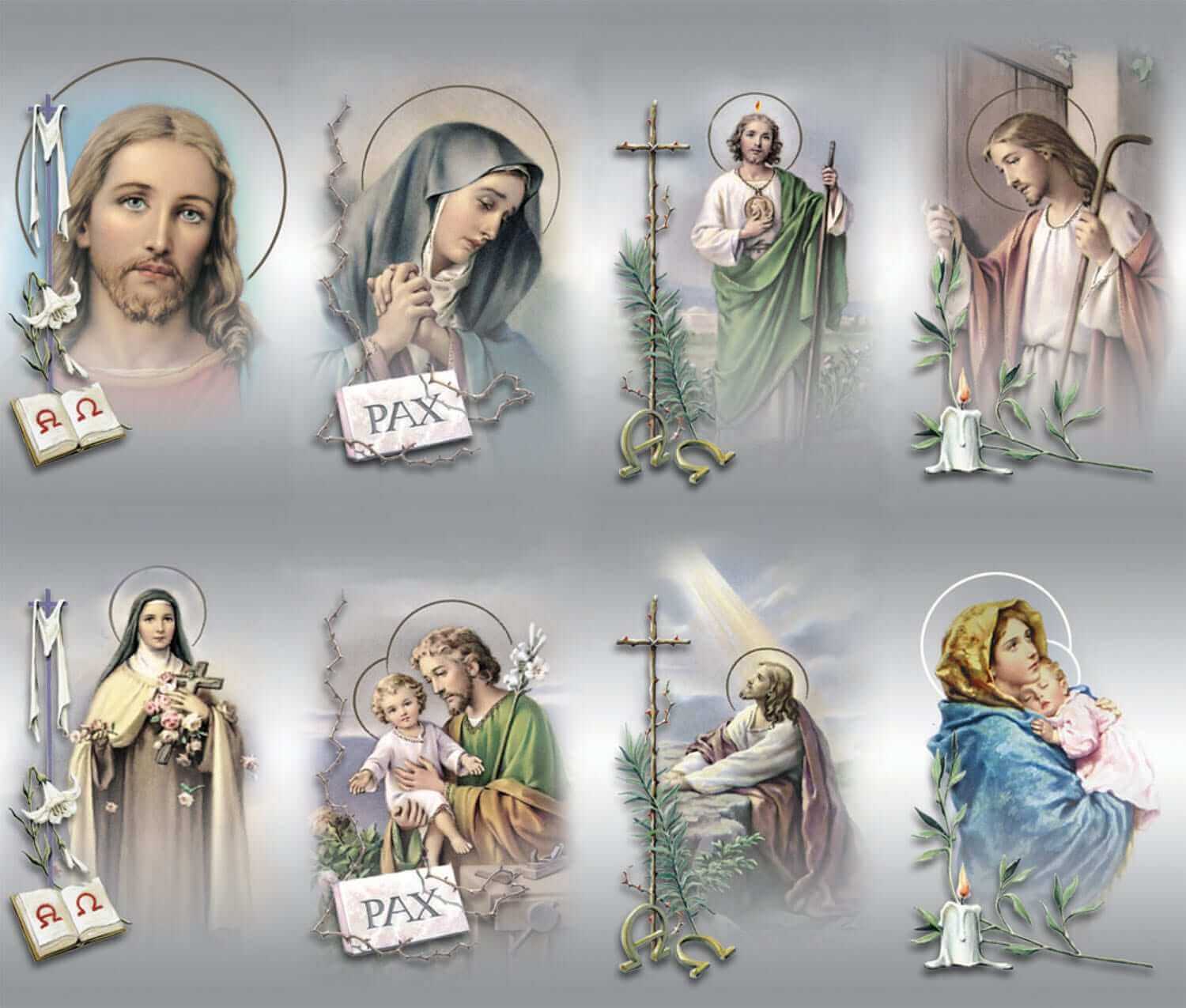 GM-300-B - Silver Stamped Assorted Subjects 8-up Prayer Cards