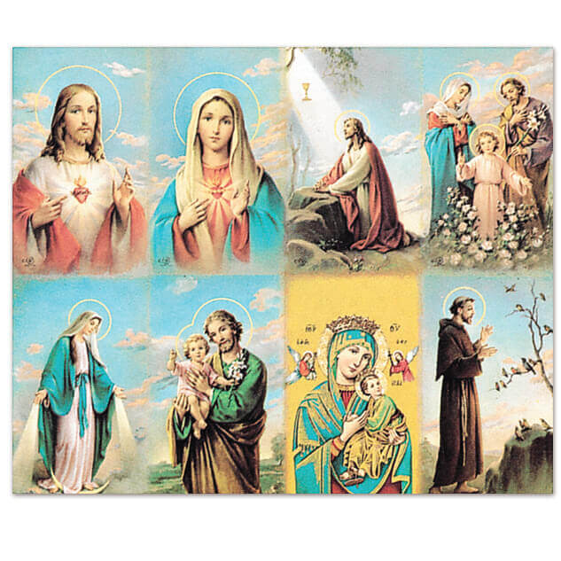 M-101, 101-Series Assorted Subjects 8-up Prayer Cards