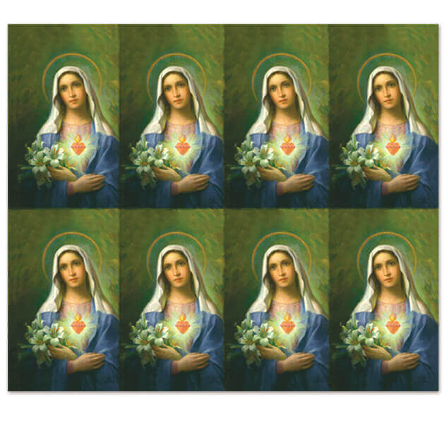 M-121 Immaculate Heart of Mary 8-up Prayer Cards