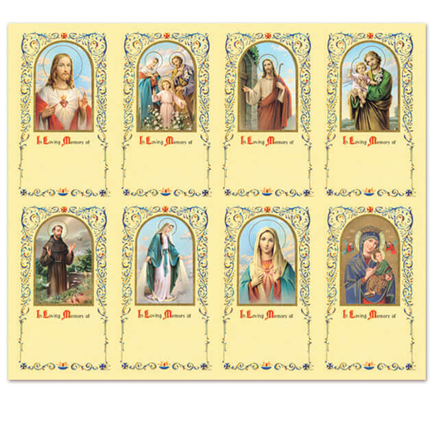 M-160, Assorted Subjects - Saints - 8-up Prayer Cards