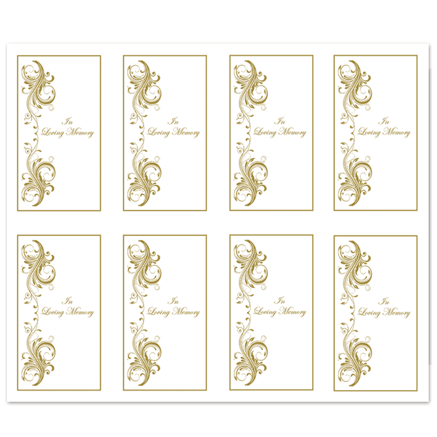 White Elegance - In Loving Memory 8 up Prayer Cards